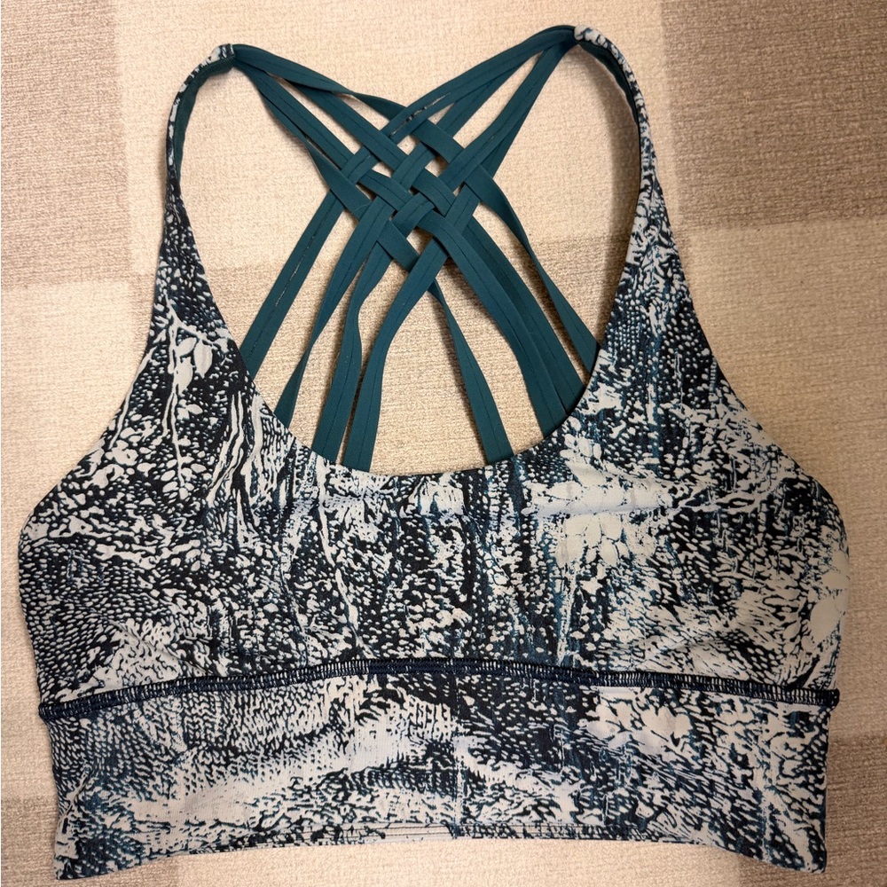 lululemon athletica Teal and Black Patterned Sports Bra